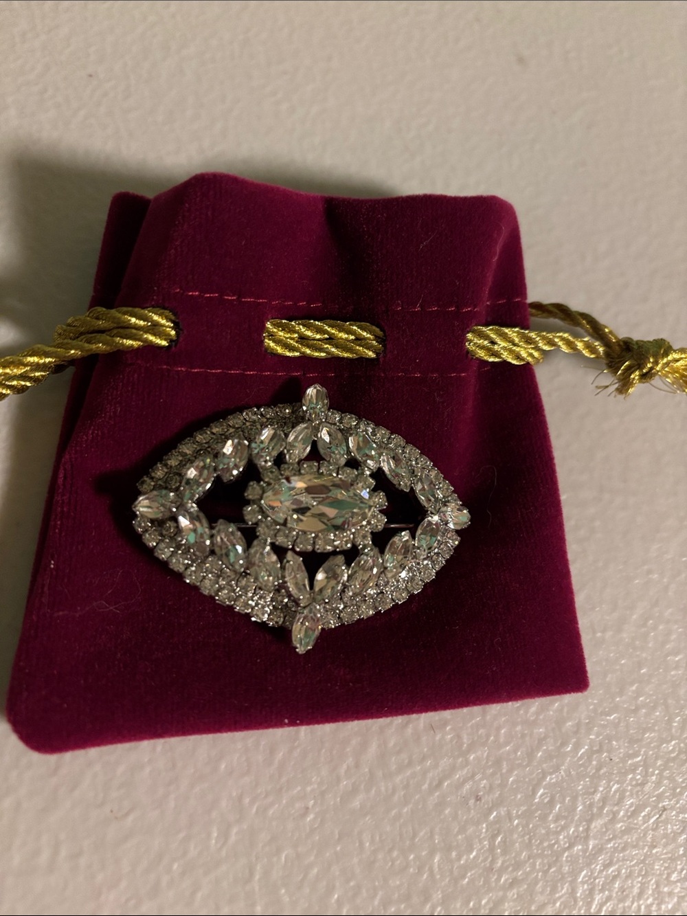 Albert Weiss Clear Crystal Eye Brooch